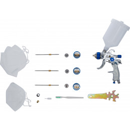 Pistolet à peinture pneumatique avec 3 buses de 1,4 - 1,7 - 2,0 mm