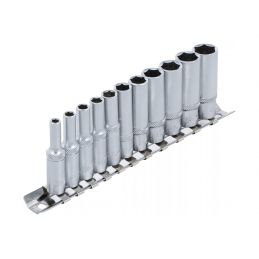 Jeu de douilles six pans longues 1/4" de 4 à 13 mm