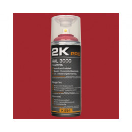 Peinture aérosol 2K PRO brillant RAL 3000 rouge feu 400 ml