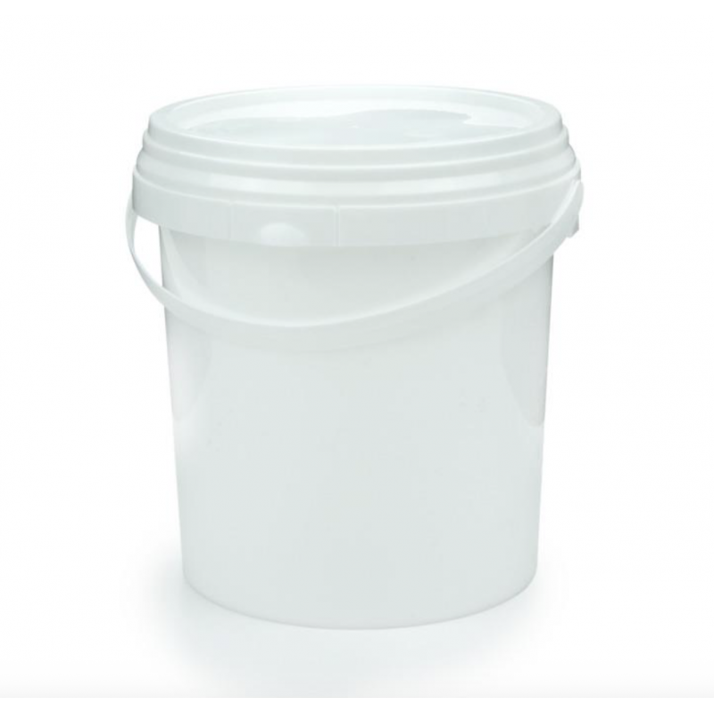 8 seau plastique 1 litre blanc avec couvercle